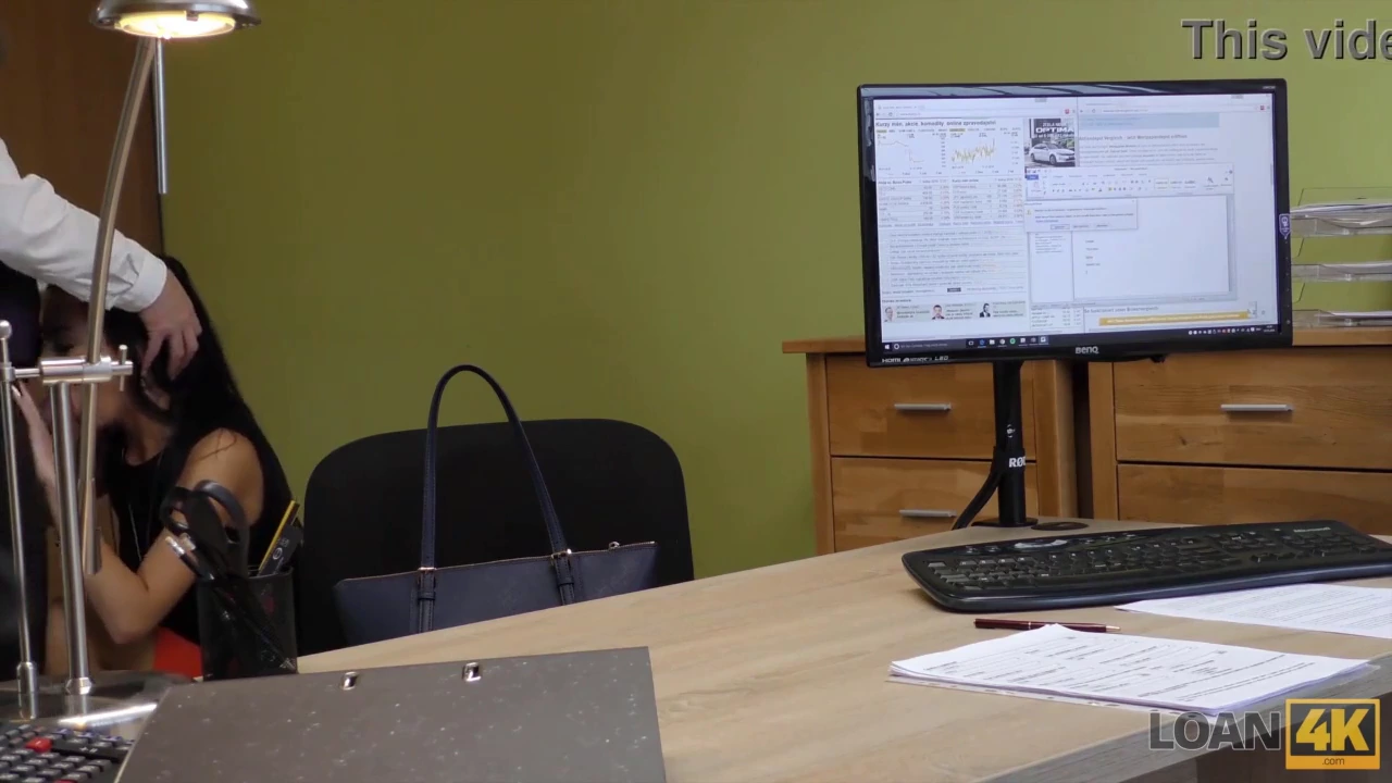 A woman seeks sexual encounters for financial gain at Loan4K credit agency porn video
